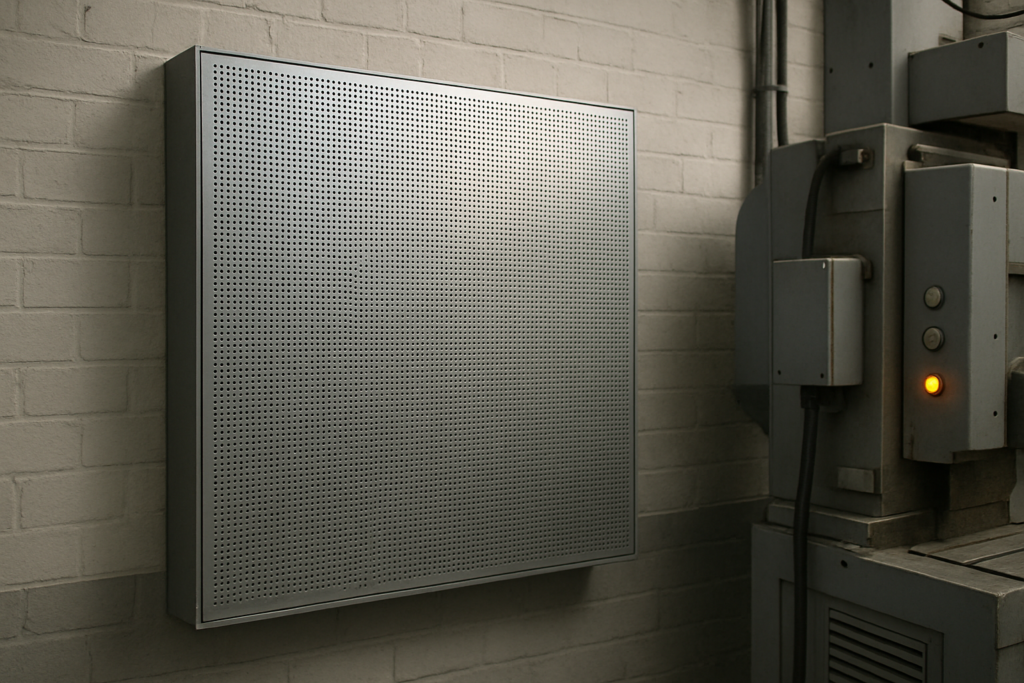 panel 12mx12m o grubości 135mm Od frontu ma blachę perf - JackBud Ślusarnia